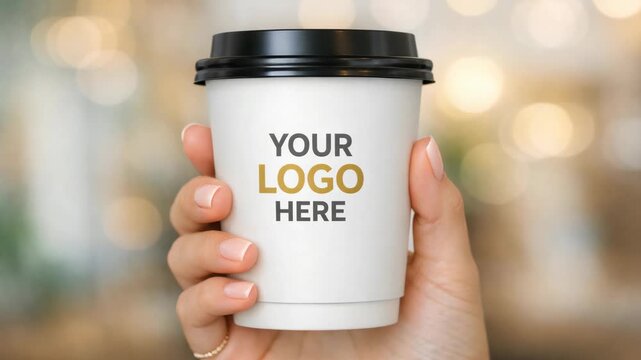 of a modern coffee cup with the option to insert your logo in the center, ideal for branding purposes.
