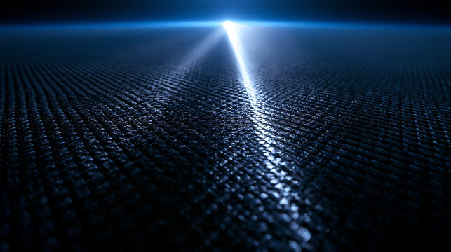 Futuristic Carbon Fiber Texture Background with Blue Light Ray