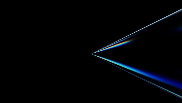 Minimal blue light beam 3D render, geometric prism refraction line, dark futuristic holographic tech design.