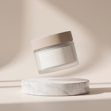 Floating luxury cosmetic cream jar mockup