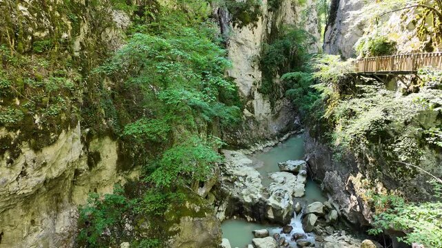 A view from Horma Canyon in Pinarbasi, Kastamonu, Turkey. This canyon can be easily traversed by tourists via a 3 km walking trail.