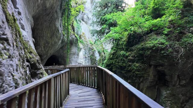 A view from Horma Canyon in Pinarbasi, Kastamonu, Turkey. This canyon can be easily traversed by tourists via a 3 km walking trail.