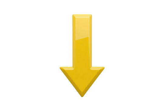 Glossy yellow downward arrow with a long vertical stem