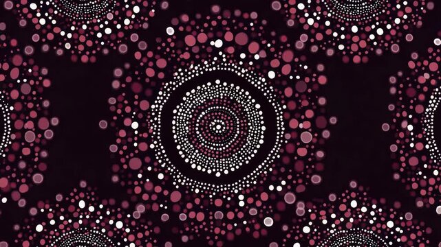 A mesmerizing abstract pattern with a cosmic feel, featuring circular patterns and vibrant dots.