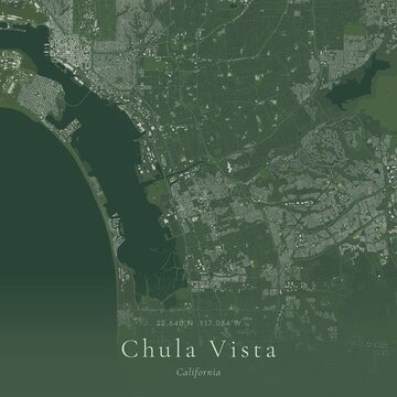Sage Green Map of Chula Vista, United States | Modern Scandinavian Wall Art