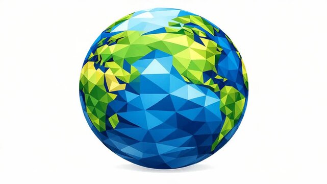 Colorful and abstract digital of a world map with continents highlighted in various colors on white background. Perfect for technology, environmental and global awareness concepts.