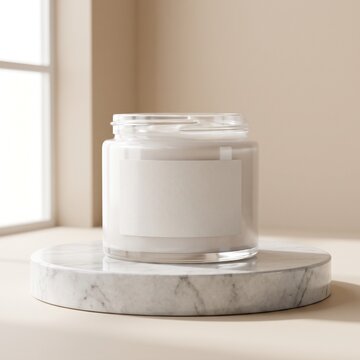 Elegant marble beauty product presentation