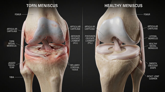 Torn vs Healthy Knee Meniscus