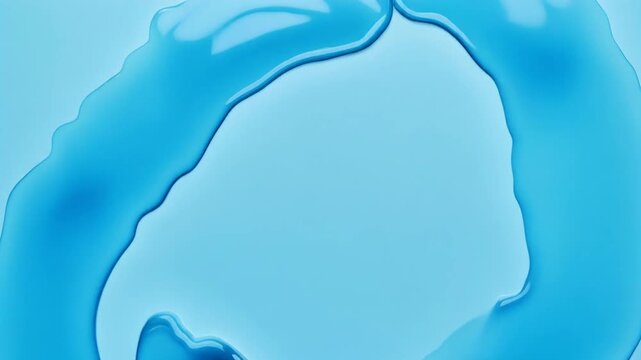 水色の面に濃い青の液体が流れ込み中央を取り囲むように広がる動画