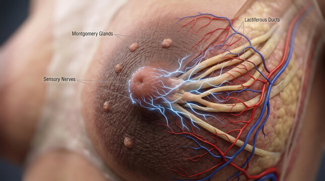 Human Breast Anatomy Detailed View
