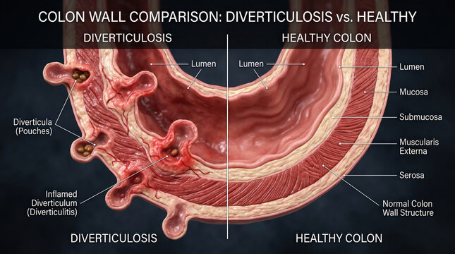 Colon Diverticulosis vs Healthy Comparison