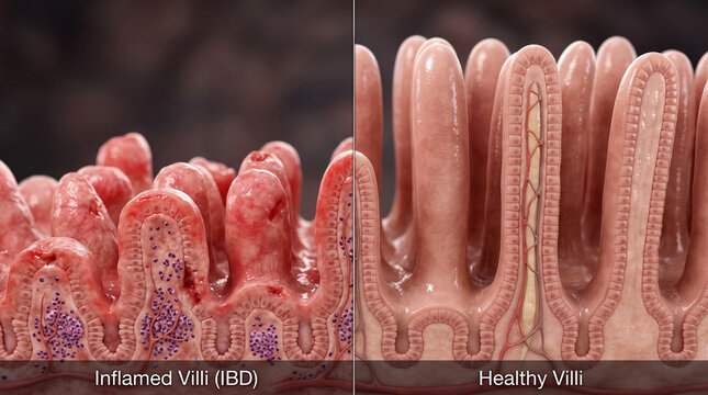 Inflamed vs Healthy Intestinal Villi