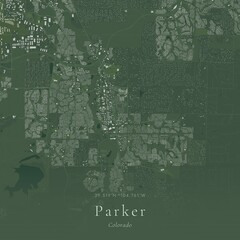 Fototapeta premium Sage Green Map of Parker, United States | Modern Scandinavian Wall Art