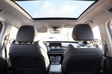 Fototapeta premium Comfortable seats inside of modern luxury car