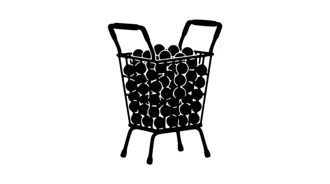 Tennis ball hopper basket filled silhouette