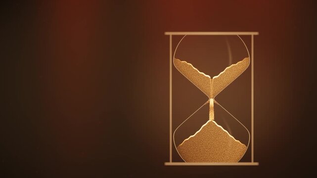 Falling sand grains inside an hourglass forming a cone pile abstract seamless loop in bright amber tones