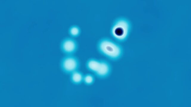 Abstract Swirl of Glowing Orbs on Blue Background