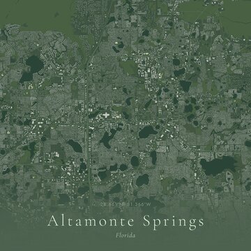 Sage Green Map of Altamonte Springs, United States | Modern Scandinavian Wall Art