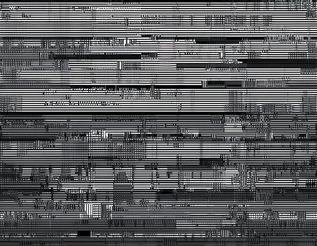 abstract digital glitch pattern with horizontal lines and pixel noise in shades of grey