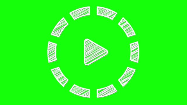 vlog動画を意識した落書き風のお洒落な再生マーク(白色)／A stylish white hand-drawn play icon designed for vlog videos