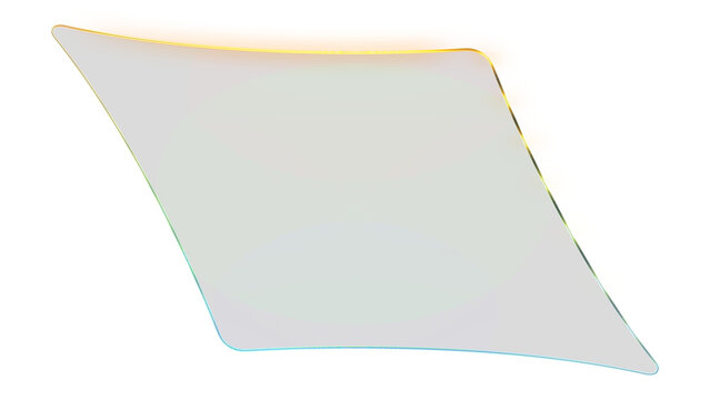 8K Glassmorphism gradient neon parallelogram frame with semi-transparent glass panel isolated overlay