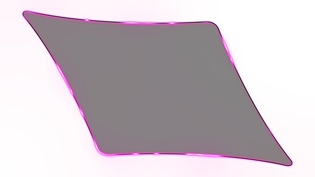 8K Glassmorphism magenta purple neon parallelogram frame with semi-transparent glass panel isolated overlay