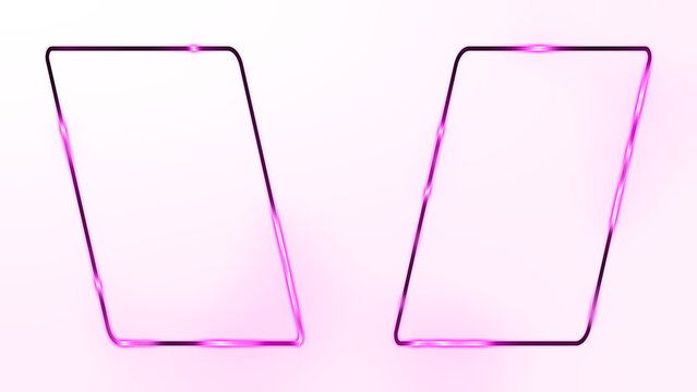 8K Glassmorphism purple neon vertical parallelogram frames with semi-transparent glass panels isolated overlay