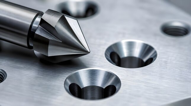 Steel Hand Countersink Beside Chamfered Holes for Precision Metalworking Tool Marketing and Manufacturing Education Programs