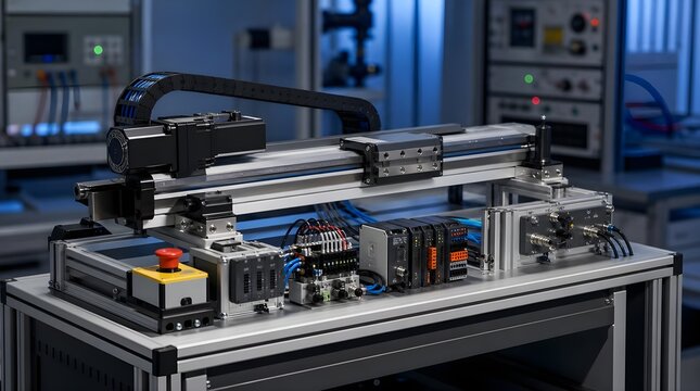 Electrical Robotic Axis Control Trainer with Motorized Linear Rail for Automation Education and Skills Development