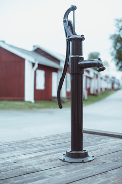 Close-up of an old traditional water pump, Gammelstaden, Lulea, Norrbotten, Sweden