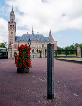 Peace Palace Plaza with Peace Path Marker