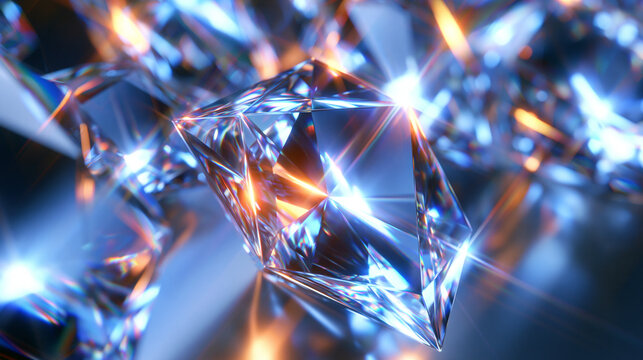 Sparkling Diamond Gemstone with Light Flare Reflections