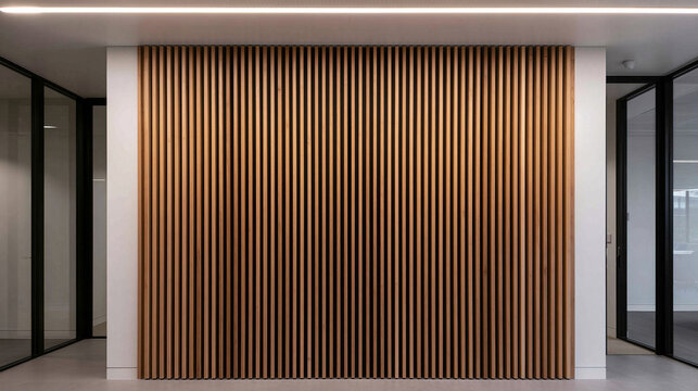 Modern Wooden Slat Wall in Contemporary Corporate Office Interior
