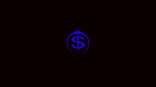 Animated Dollar Sign Icon Neon Line Finance Money Currency Symbol on Black Background 4K Motion Graphics