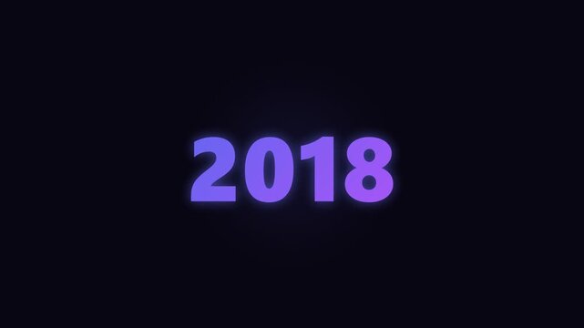 Purple neon digital years progression from 2004 to 2032 on black