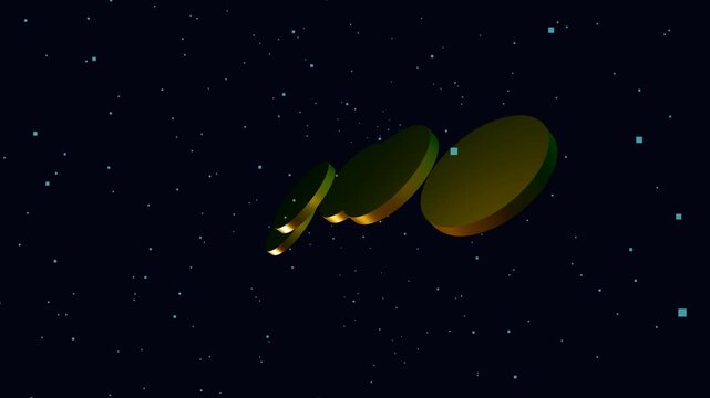 Three.js 3D PBR golden crypto coins and particles 4K 60FPS motion footage loop