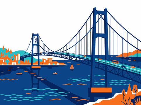 Suspension bridge over water