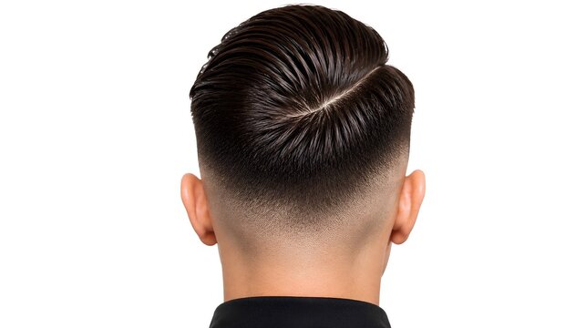 Back view of a classic slicked back undercut hairstyle for men