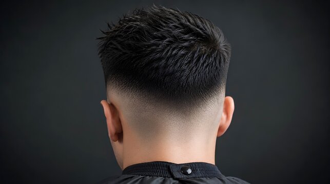 Back view of a man with a sharp textured skin fade haircut