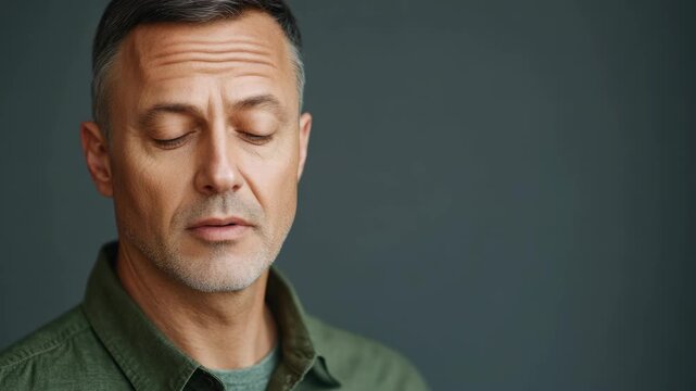 A man with his eyes closed and head slightly tilted back, possibly deep in thought or lost in a dream. He appears relaxed yet focused.