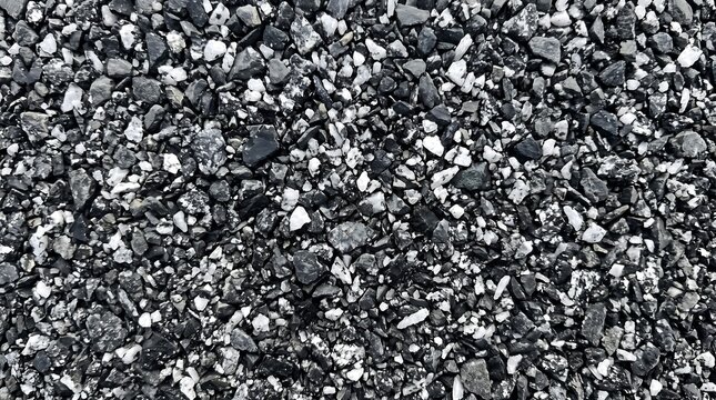 Small dark gray crushed gravel rocks texture with background aggregate construction material