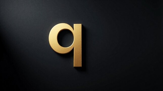 Golden letter Q logo mark stands out on dark background. Minimalist luxury design suitable for corporate branding or business identity projects. Elegant alphabet element with clean lines.