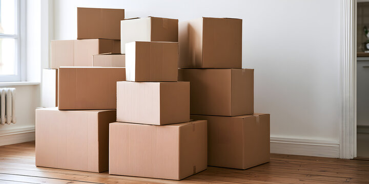 Boxes for household storage, organized and designed for space efficiency, set up for interior needs, without observing any holidays