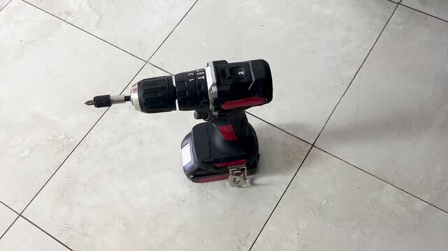Close-up view of a professional cordless screwdriver representing tools for construction, home improvement, and workshop tasks