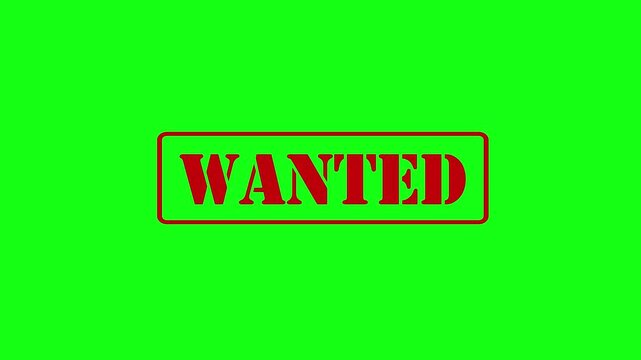 animation of stamp saying "Wanted" created with one tap stamp, green background, 4k video