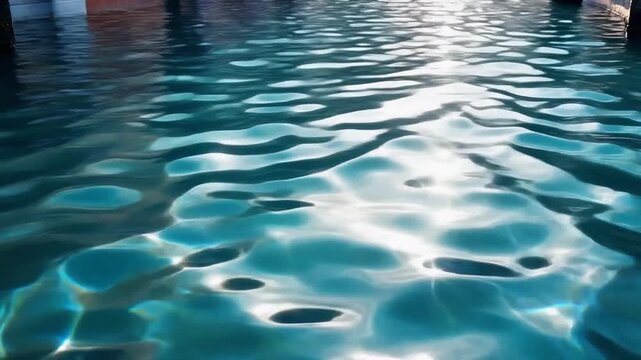 Shimmering Ripples on a Venetian Canal Surface with Sunlight Reflections, Calm Blue Water Motion Background, 1080p Full HD