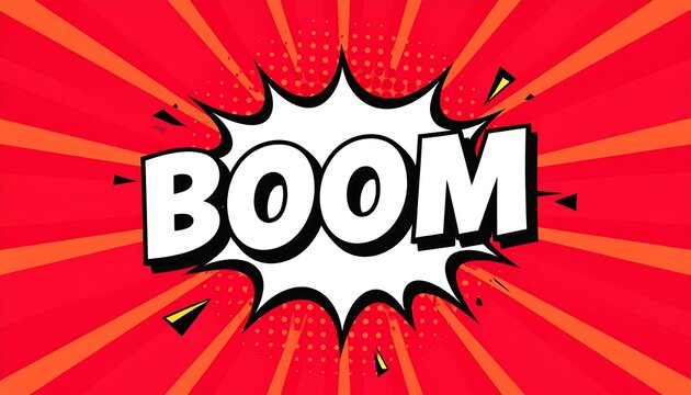 A comic book style explosion graphic features the word boom in bold letters.