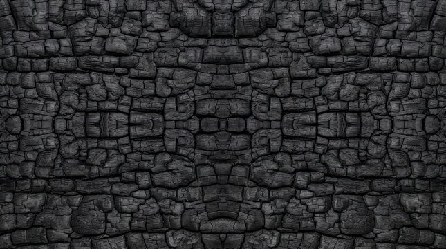 Close up macro photograph of charred wood texture pattern
