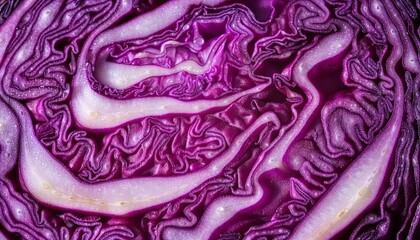 Obraz premium Purple cabbage cross section macro. Suitable for Backgrounds.