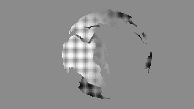 Digital globe made of small dots on white background technology data visualization concept dot pattern.4k video Animation